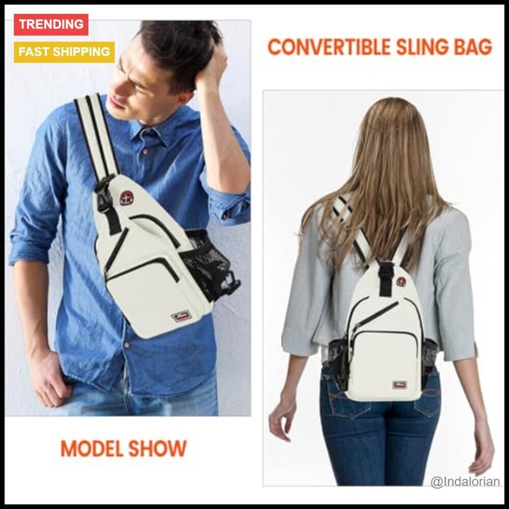 Sling Backpack Daypack Crossbody Chest Bag Hiking Travel Lightweight Versatile - Picture 3 of 7